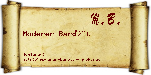 Moderer Barót névjegykártya